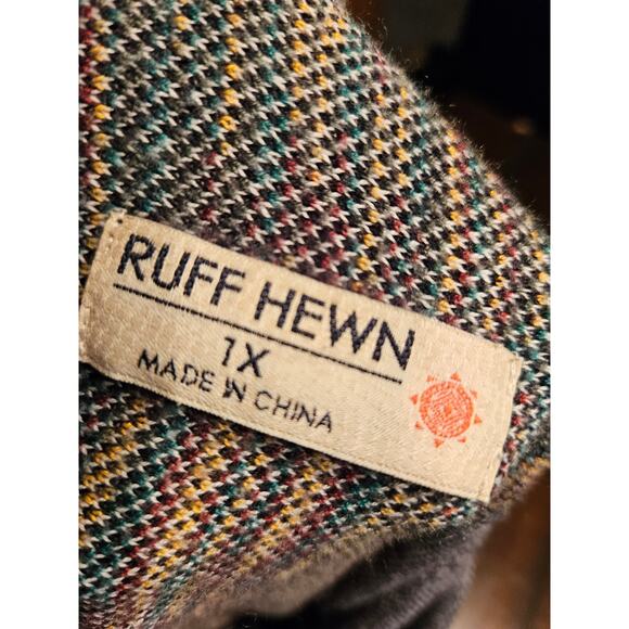 Ruff Hewn Cardigan Womens 1X Black White Aztec Open Front Waterfall Hem - Picture 6 of 8